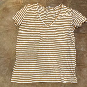 MADEWELL Stripe a burnt Orange V Neck Tee Small